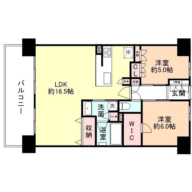 レーベン富山神通本町 ONE TOWER(3LDK/6階)の間取り写真