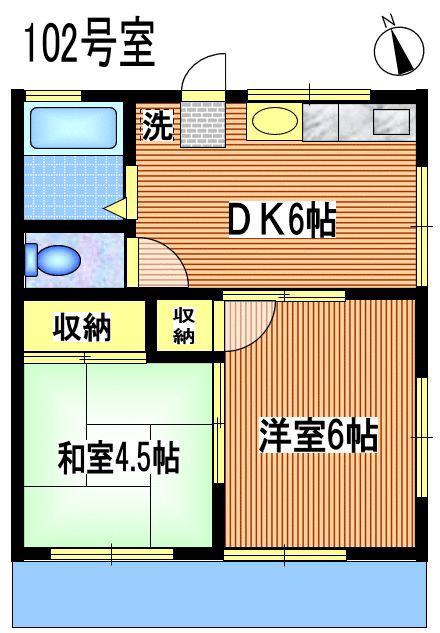 ハイツ松桂(2DK/1階)の間取り写真