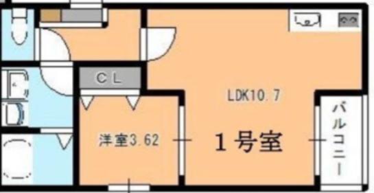 IL IVACE姪浜(1LDK/1階)の間取り写真