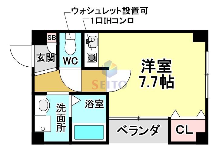 セラン豊中(ワンルーム/2階)の間取り写真