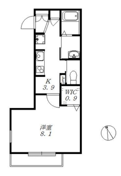 ウエスト VILLAGE(1K/2階)の間取り写真