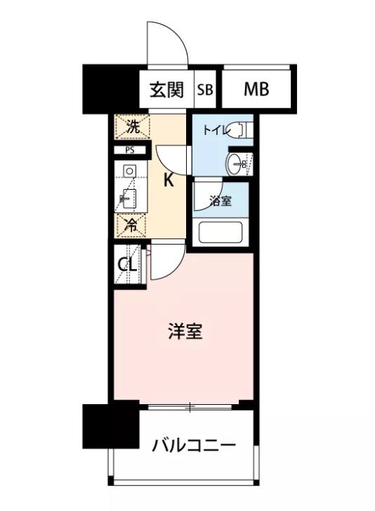 マイナビSTAYベイコート海岸(1K/2階)の間取り写真