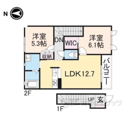 モン・ヴィラージュ(2LDK/2階)の間取り写真