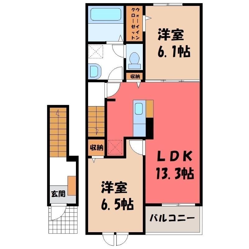 福居グランドテラス(2LDK/2階)の間取り写真