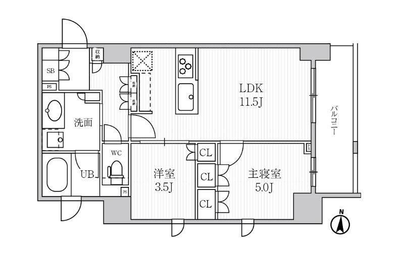 シーズンフラッツ菊川(2LDK/9階)の間取り写真