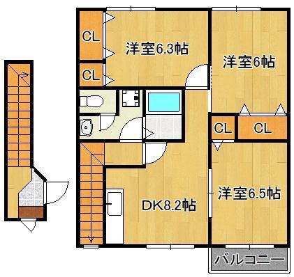 ヴィクトワール高須II(3DK/2階)の間取り写真