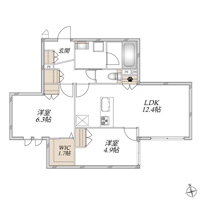 CASA CLAIR(2LDK/1階)の間取り写真