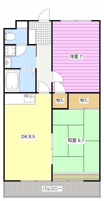 ハピネスマルカ(2LDK/2階)の間取り写真