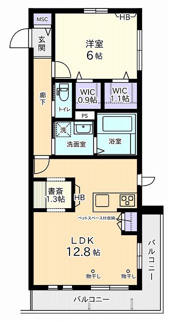 ペピュール(1SLDK/2階)の間取り写真