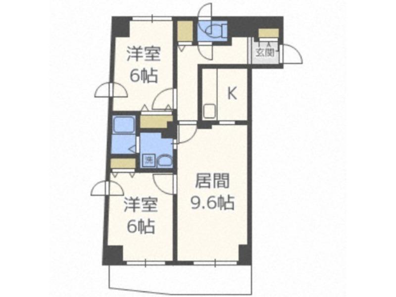 アムール平岸(2LDK/6階)の間取り写真