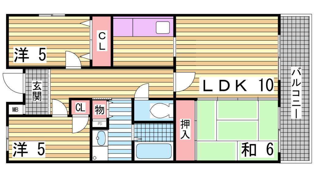 パークアベニュー南五葉(3LDK/3階)の間取り写真