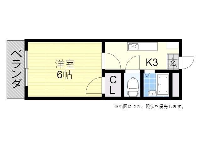 アフィニティ(1K/3階)の間取り写真