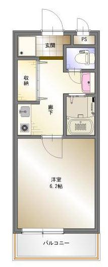 エドスプリングス東館(1K/2階)の間取り写真