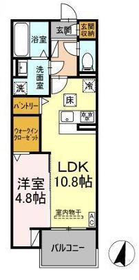 DIOSPERSIMMON長泉 I棟(1LDK/1階)の間取り写真