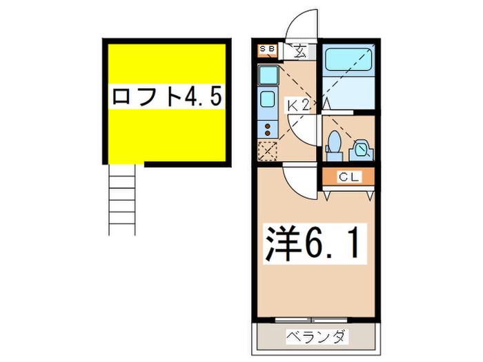 BELLAVISTA戸塚(1K/2階)の間取り写真