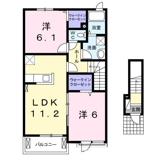 アンジェロフェリーチェ C(2LDK/2階)の間取り写真