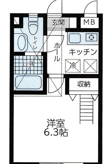 コーポハナ(1K/1階)の間取り写真