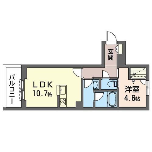 リビエテラス(1LDK/2階)の間取り写真
