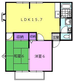 ハイツまい(2LDK/1階)の間取り写真