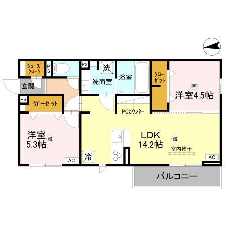 D REGALO米松(2LDK/3階)の間取り写真