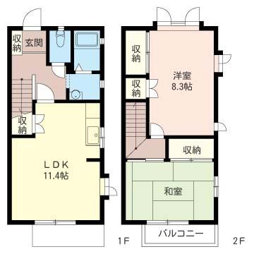 ルミエール鎌倉B(2LDK/2階)の間取り写真