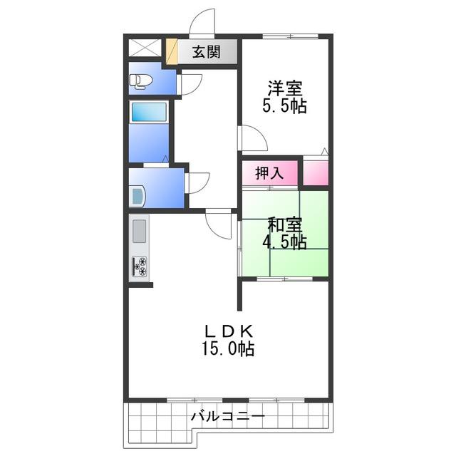 アンブリック(2LDK/1階)の間取り写真
