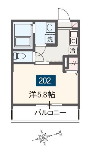 MELDIA稲城II(1K/2階)の間取り写真