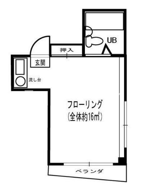 ハッピーハウス熊野町(ワンルーム/1階)の間取り写真