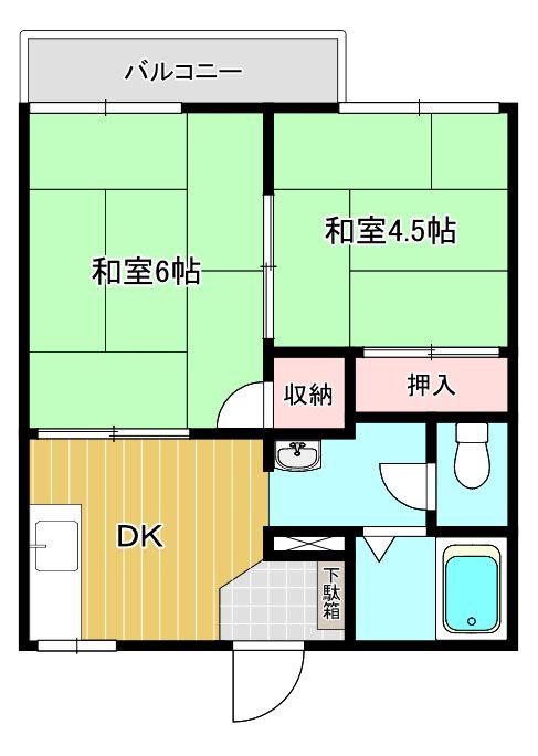 メゾン・モトI(2DK/2階)の間取り写真