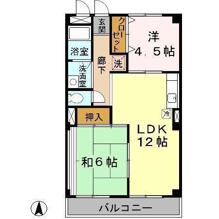 八八マンション(2LDK/1階)の間取り写真