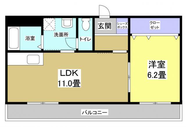 シャングリラ(1LDK/3階)の間取り写真