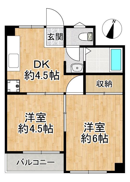 藤本コーポ(2DK/4階)の間取り写真