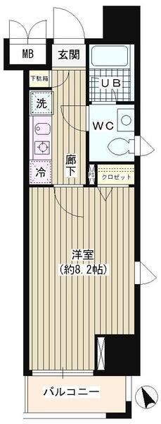 ラ・シャトン西早稲田(1K/4階)の間取り写真