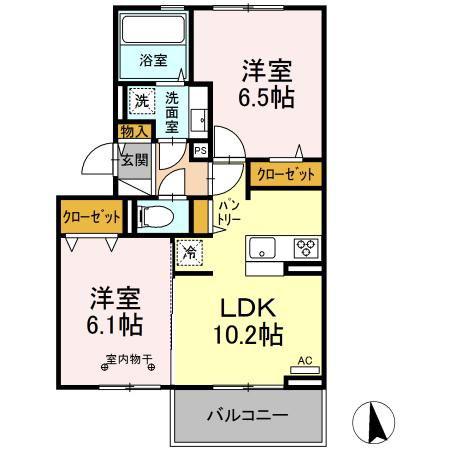 メイユール宮塚(2LDK/3階)の間取り写真