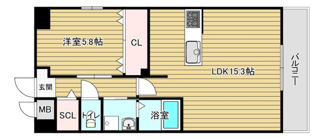 アリビオ福島(1LDK/2階)の間取り写真