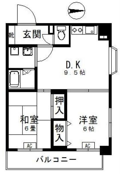 KN徳丸(2DK/3階)の間取り写真