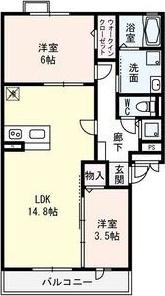 ベルデ大森II(2LDK/1階)の間取り写真