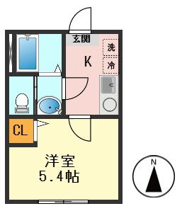 パインリーヴス小岩(1K/2階)の間取り写真
