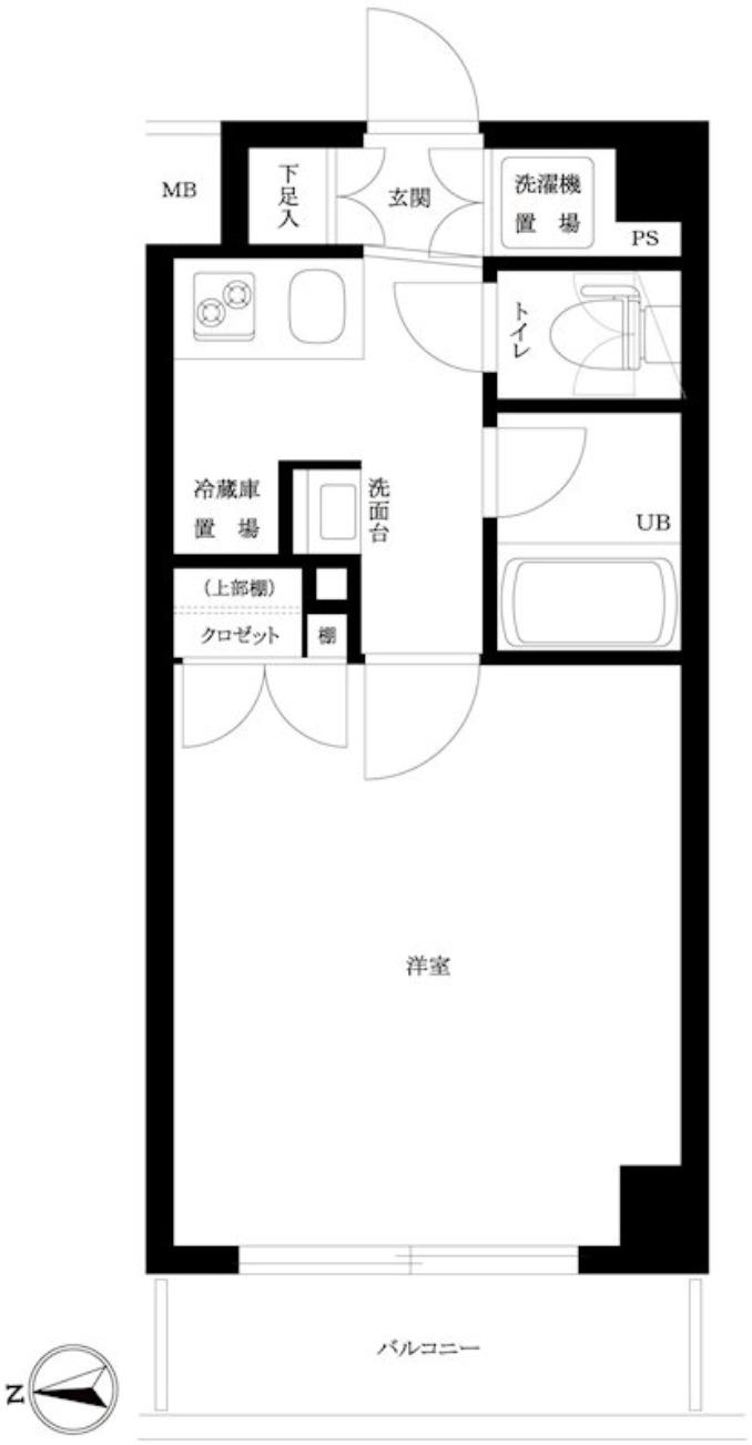 ルーブル高田馬場参番館(1K/1階)の間取り写真