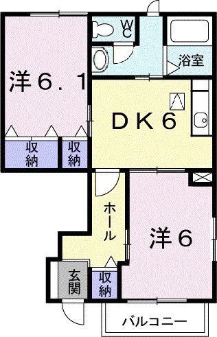 フラワ-A(2DK/1階)の間取り写真