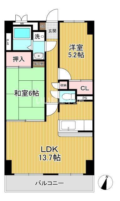 ブルーショア湘南NEO(2LDK/3階)の間取り写真