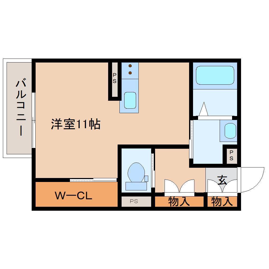 渡橋シャーメゾン(ワンルーム/1階)の間取り写真