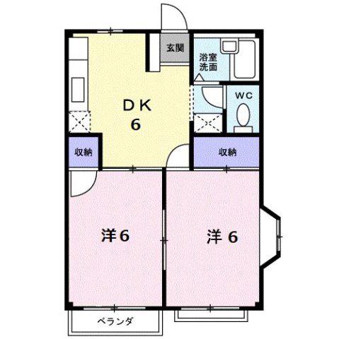 エルディムどいA(2DK/1階)の間取り写真