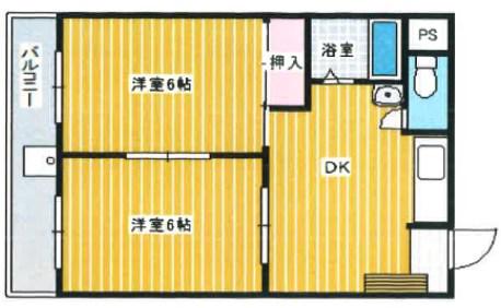 エリータ桃山台II(2DK/1階)の間取り写真