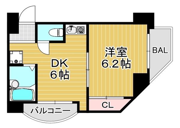 ゆずり葉(1DK/4階)の間取り写真
