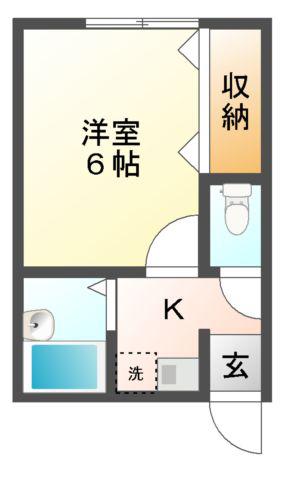 フェリシア市川(1K/1階)の間取り写真