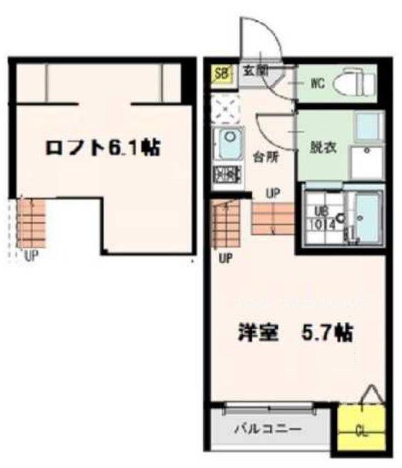 TINO長町(1K/2階)の間取り写真