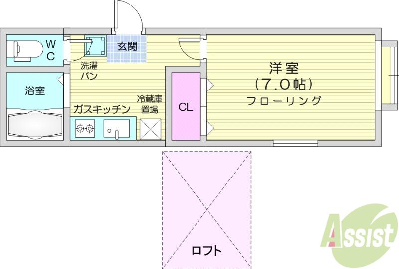ホワイトキャッスル12番館(1K/1階)の間取り写真