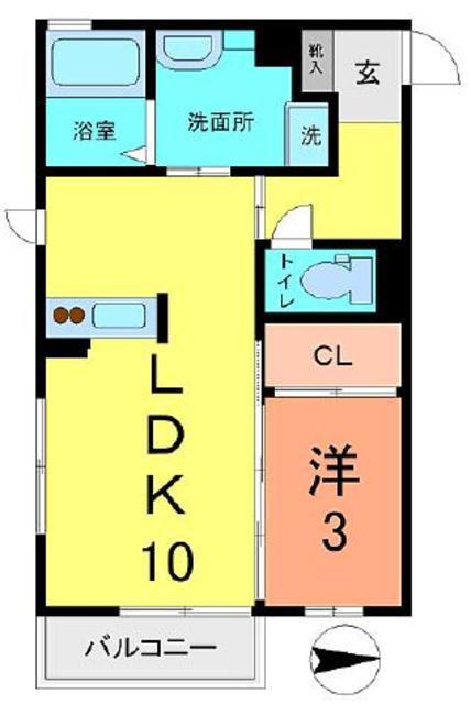 ルミエール桜(1LDK/2階)の間取り写真