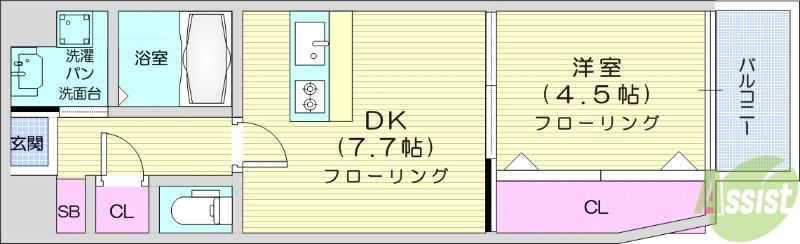 フォーレストユイ3(1DK/2階)の間取り写真